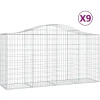 vidaXL Gabioner bågformade 9 st 200x50x100/120 cm galvaniserat järn
