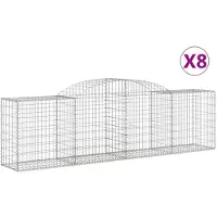 vidaXL Gabioner bågformade 8 st 300x50x80/100 cm galvaniserat järn