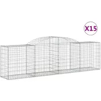 vidaXL Gabioner bågformade 15 st 300x50x80/100 cm galvaniserat järn