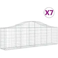 vidaXL Gabioner bågformade 7 st 200x30x60/80 cm galvaniserat järn