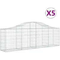vidaXL Gabioner bågformade 5 st 200x30x60/80 cm galvaniserat järn