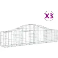 vidaXL Gabion bågformad 3 st 200x30x40/60 cm galvaniserat järn