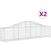 vidaXL Gabion bågformad 2 st 200x30x40/60 cm galvaniserat järn