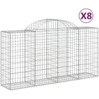 vidaXL Gabioner bågformade 8 st 200x50x100/120 cm galvaniserat järn