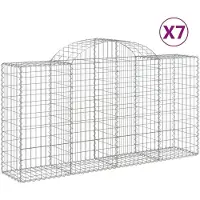 vidaXL Gabioner bågformade 7 st 200x50x100/120 cm galvaniserat järn