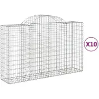 vidaXL Gabioner bågformade 10 st 200x50x120/140 cm galvaniserat järn