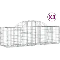 vidaXL Gabioner bågformade 3 st 200x50x60/80 cm galvaniserat järn