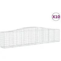 vidaXL Gabioner bågformade 10 st 400x50x80/100 cm galvaniserat järn