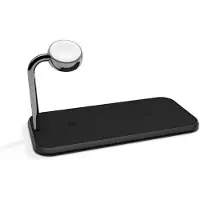 ZENS Triple Alu. Laddare QI Trådlös 220V-sladd 2x10W Svart Apple Watch Laddare (Apple QC 7,5W)