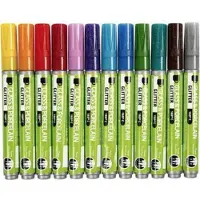 Creativ Company Tuschpennor Glitter Glas och Porslin 2-4 mm 12 färger Creativ Company