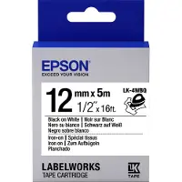 Epson LK-4WBQ Iron-On | svart text - vit tejp | 12mm (original)