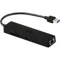 I-Tec USB 3.0 Slim HUB 3 Port + Gigabit Ethernet Adapter - Hubb - 3 x SuperSpeed USB 3.0 + 1 x 10/100/1000 - skrivbordsmodell