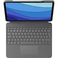 Logitech Combo Touch - Tangentbord och foliefodral - med pekdyna - bakgrundsbelyst - Apple Smart connector - QWERTY - brittisk - oxford-grå - för Apple 12.9-inch iPad Pro (5:e generation)