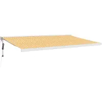 vidaXL Markis infällbar gul och vit 5x3 m tyg&aluminium