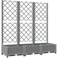 vidaXL Planteringskärl med spaljé Ljusgrå 120x40x121,5 cm PP 153273