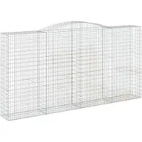 vidaXL Gabion bågformad 400x50x200/220 cm galvaniserat järn