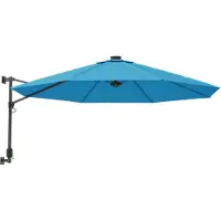 vidaXL Väggmonterat parasoll med LED-lampor havsblå 290 cm