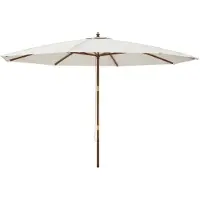 vidaXL Parasoll med trästång 400x273 cm sandfärgad