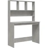 vidaXL Skrivbord med hyllor betonggrå 102x45x148 cm