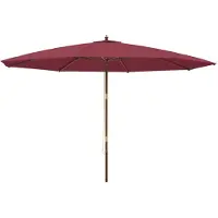 vidaXL Parasoll med trästång 400x273 cm vinröd