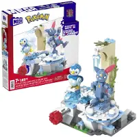 Mega Pokémon Byggset, Piplup och Sneasel Snödag med 183 Delar, 2 Rörliga Figurer