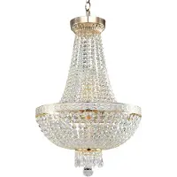 Maytoni Kristall ljuskrona Bella, dimbar, Mässing / guld, Vardagsrum / matsal, Kristall, Kristall takkrona