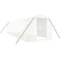 vidaXL Växthus med stålram vit 16 m² 8x2x2 m