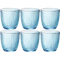 TECHSALES Verre à eau - Bormioli Rocco &amp; Siglio - Siglio Line Blue - Pack de 6 - Verre à pied - Compatible lave-vaisselle