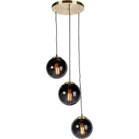QAZQA Smart pendellampa mässing med svart glas inkl. 3 Wifi ST64 - Pallon