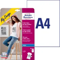 Avery My Design T-Shirt MD1002 Textilfolie bläckstråle DIN A4 för ljusa textilier, Optimerad för bläckstråleskrivare 10 ark