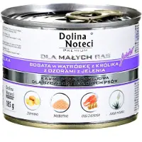 Dolina Noteci Premium för hundar av små raser Junior rik på kaninlever med tungor från hjort 185g