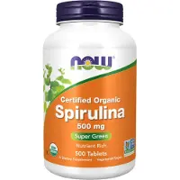 Now , Certifierad Ekologisk Spirulin, 500 mg, 500 tabletter