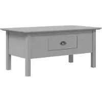 vidaXL Kaffebord Bodo, Grått, 100X55X46 Cm, Massivt Furuved