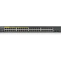 Zyxel GS1900 Series GS1900-48HPv2 - Switch - smart - 48 x 10/100/1000 (24 PoE+) + 2 x gigabit SFP (upplänk) - rackmonterbar, skrivbordsmodell - PoE+ (170 W)