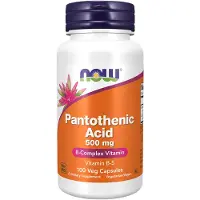 Now , Pantothenic Acid, 500 mg, 100 Veg Capsul