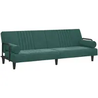 vidaXL bäddsoffa med armstöd Mörkgrön sammet 351896