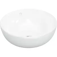 vidaXL Handfat vit 44x17 cm keramik rund