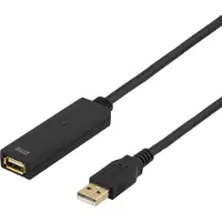 Deltaco USB2-EX15M - USB-förlängningskabel - USB (hona) till USB (hane) - USB 2.0 - 15 m - aktiv - svart