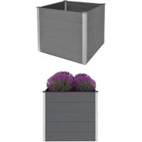 vidaXL Odlingslåda upphöjd WPC 100x100x91 cm grå