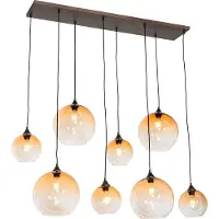 QAZQA Smart pendellampa mörkbrons med bärnstensfärgat glas 8-ljus inkl. 8 Wifi G95 - Sandra