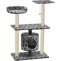 vidaXL Klösträd med sisalpelare 95 cm tassavtryck grå