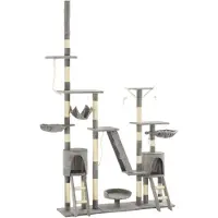 vidaXL Katt Klösträd med klöspelare i sisal 230-250 cm grå