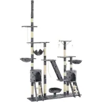 vidaXL Katt Klösträd med klöspelare i sisal 230-250 cm tassavtryck grå