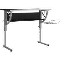 vidaXL Ritbord svart och grå 110x53x(58-87) cm konstruerat trä & stål