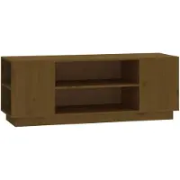 vidaXL TV-bänk, Honungsbrun, 110X35X40,5Cm, Massivt Furuved