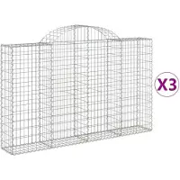 vidaXL Gabioner bågformade 3 st 200x30x120/140 cm galvaniserat järn