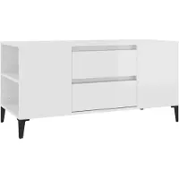 vidaXL Tv-bänk vit högglans 102x44,5x50 cm konstruerat trä