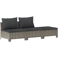 vidaXL Trädgårdsmöbelset 3 st med kuddar Grå Hartsvävd, Trädgårdsmöbelset, Outdoor Lounge Set, Set med 362692