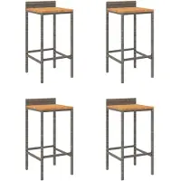 vidaXL Barstolar 4 st grå flätad resin och akaciaträ, stol, köksbarstol, bistrostol, 362605
