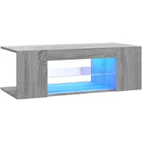 vidaXL TV-bänk med LED-belysning grå sonama 90x39x30 cm